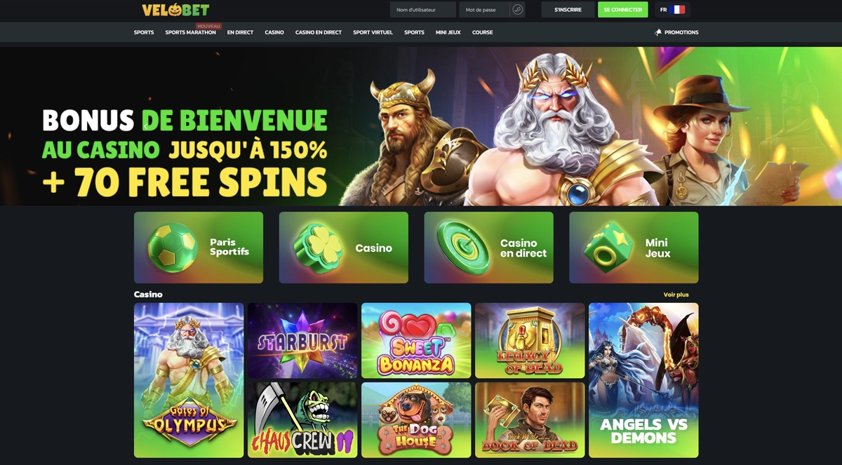 velobet casino screen